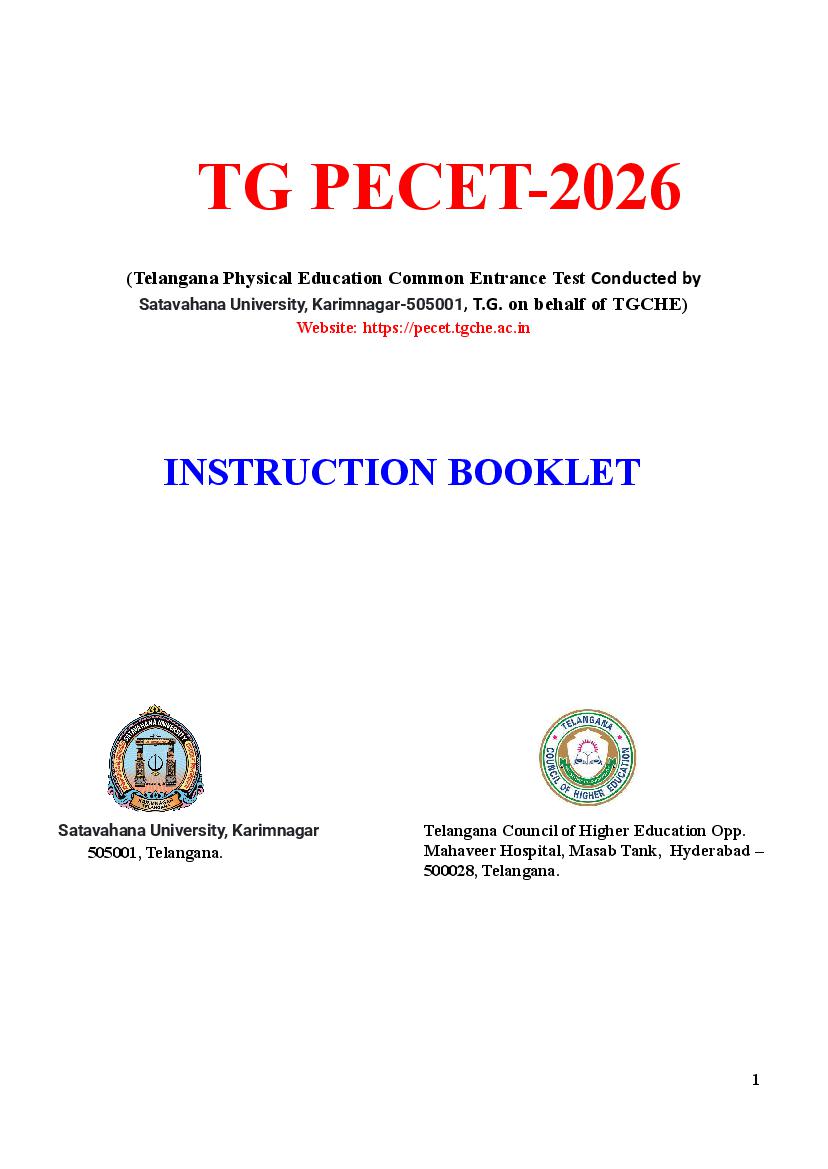 TG PECET 2026 Information Brochure - Page 1