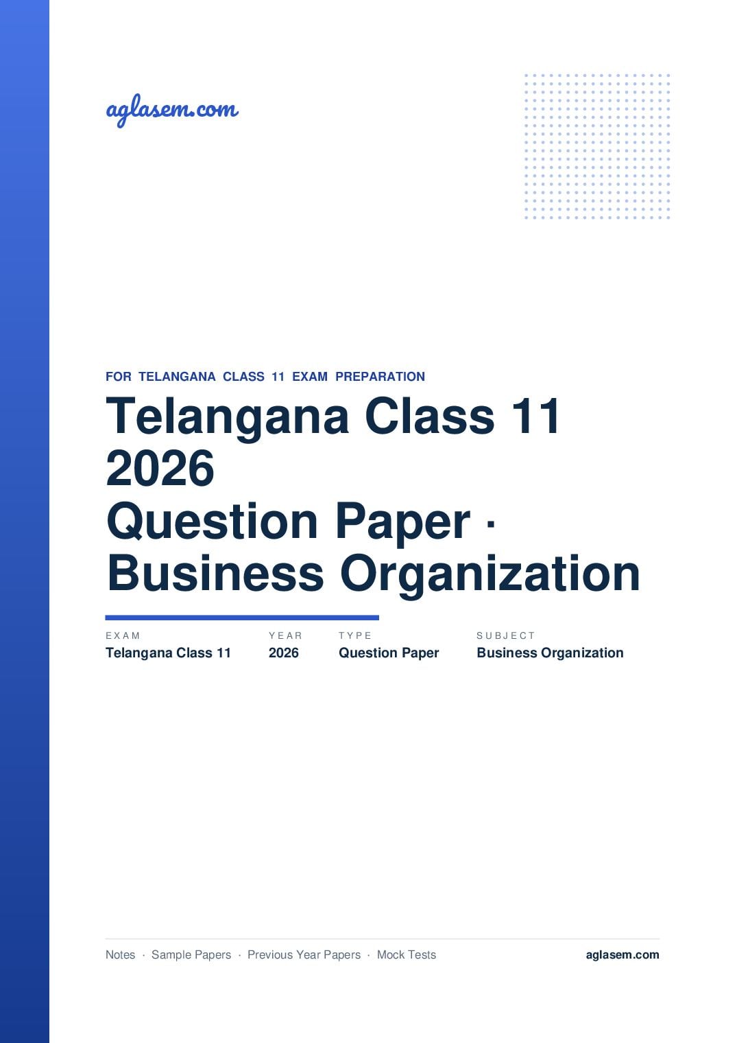 Telangana Class 11 Question Paper 2026 Business Organization - Page 1 of 3