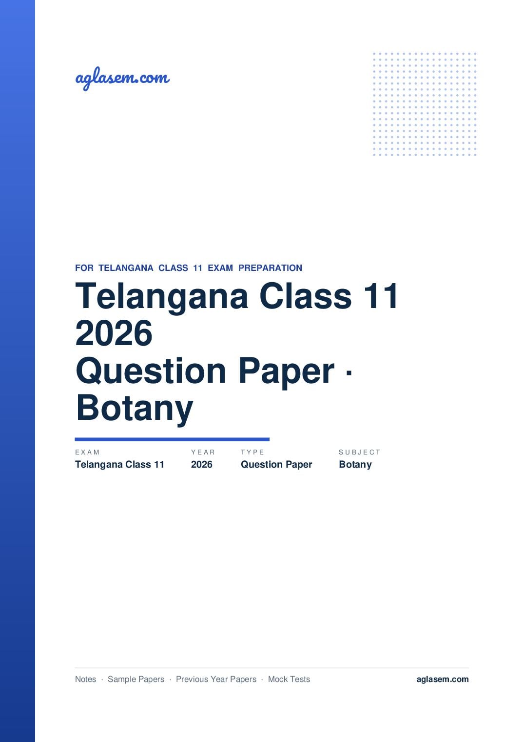 Telangana Class 11 Question Paper 2026 Botany - Page 1 of 3