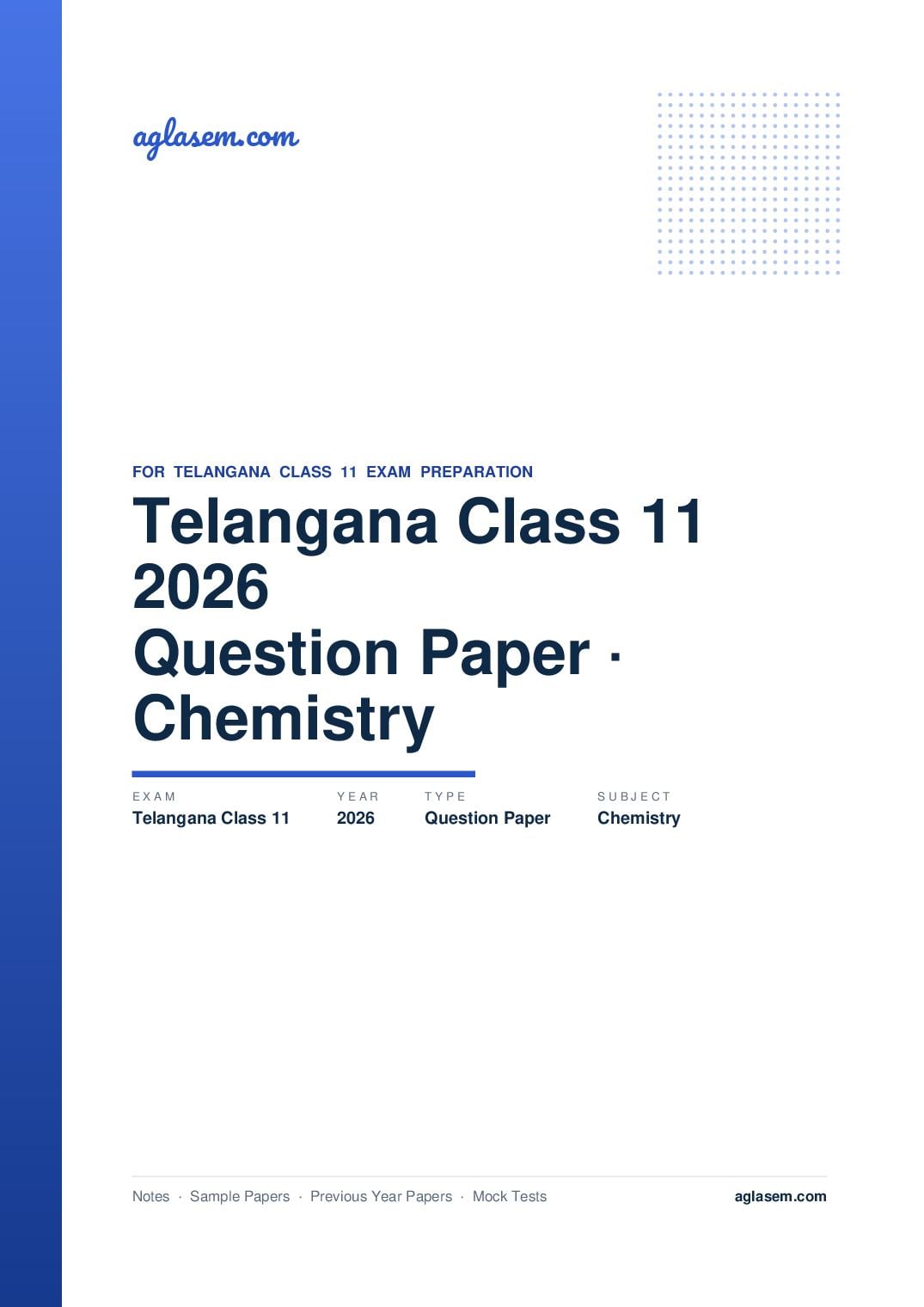 Telangana Class 11 Question Paper 2026 Chemistry - Page 1 of 3