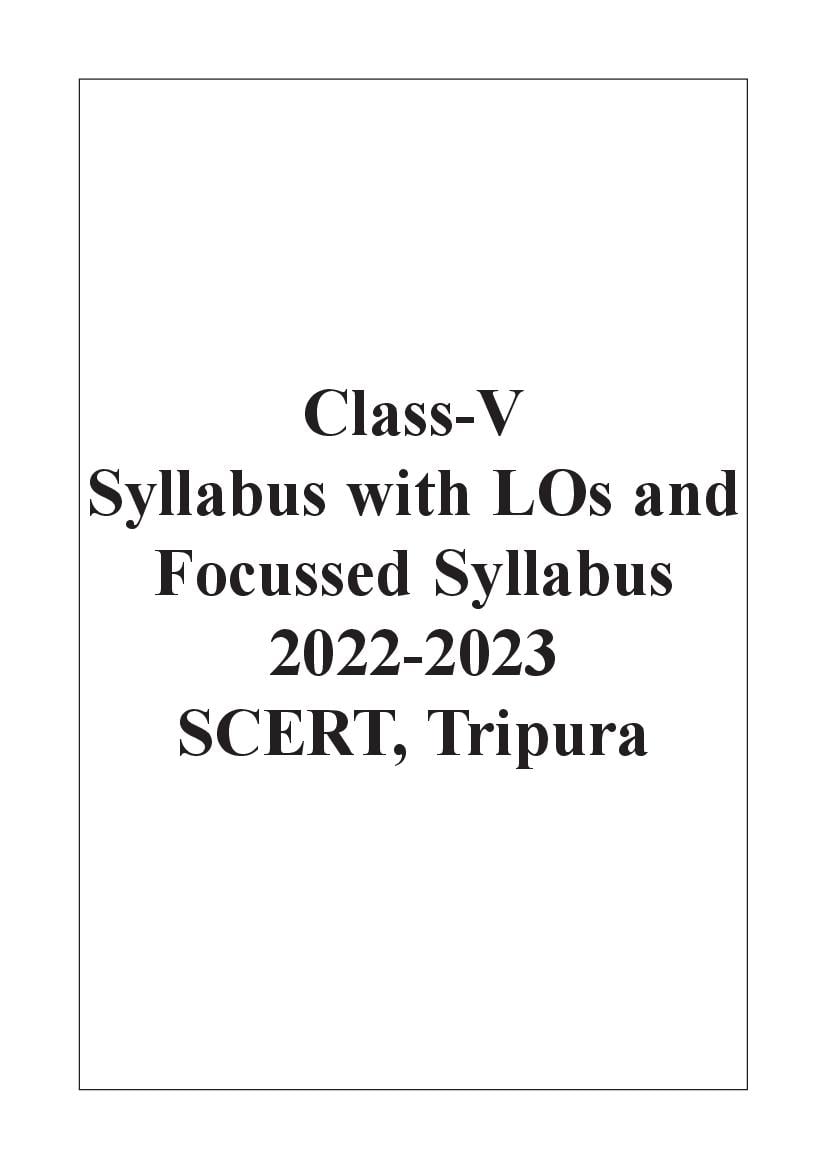 TBSE Class 5 Syllabus 2023 - Page 1
