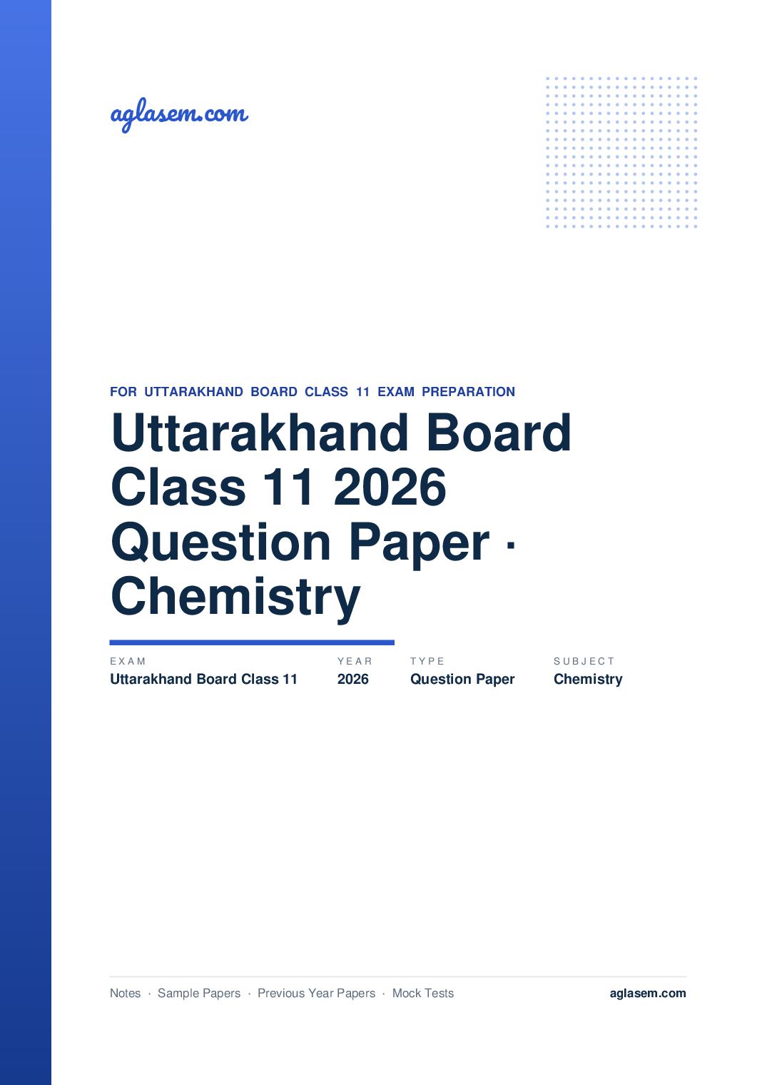 Uttarakhand Board Class 11 Question Paper 2026 Chemistry - Page 1 of 5