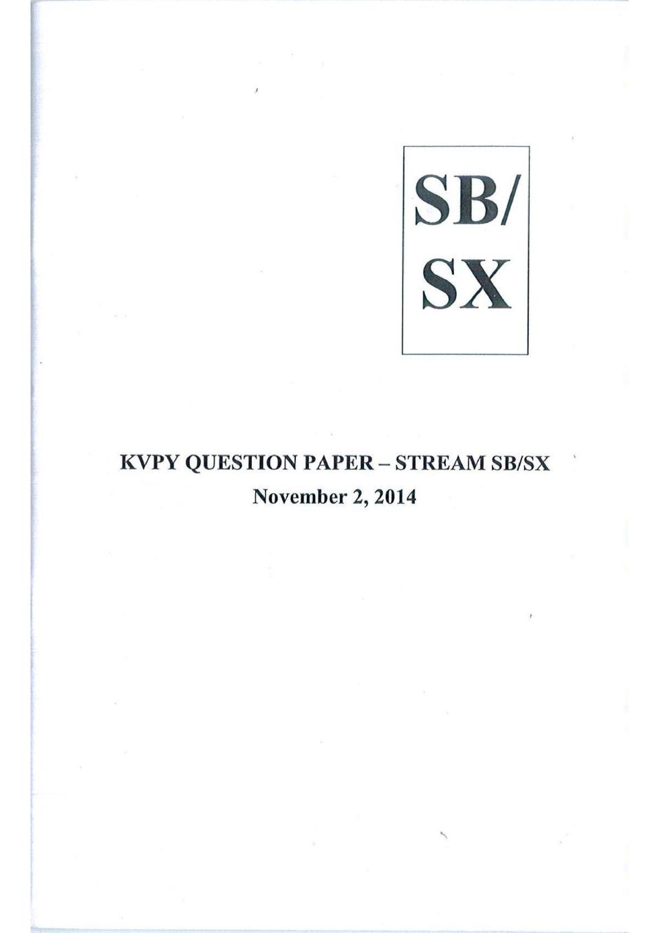 KVPY 2014 Question Paper with Answer Key for SB/SX Stream - Page 1