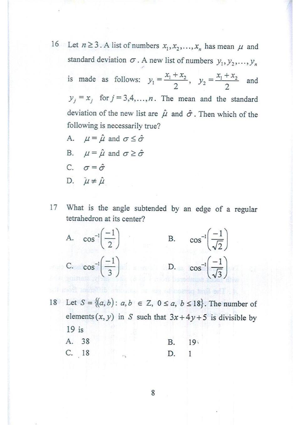 Kvpy 14 Question Paper Answer Key For Sb Sx Stream Aglasem Schools