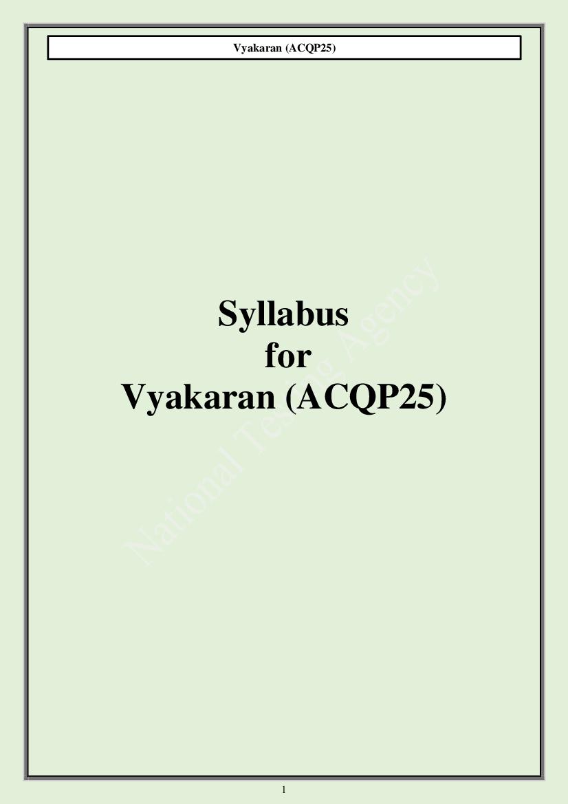 CUET PG 2024 Syllabus Vyakaran - Page 1