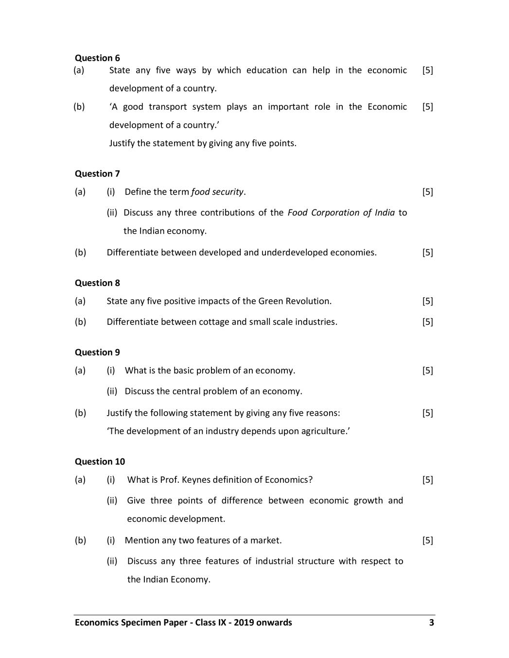 Icse Specimen Paper Solution