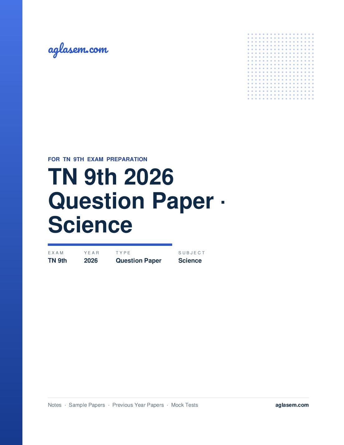 TN 9th Question Paper 2026 Science - Page 1 of 5