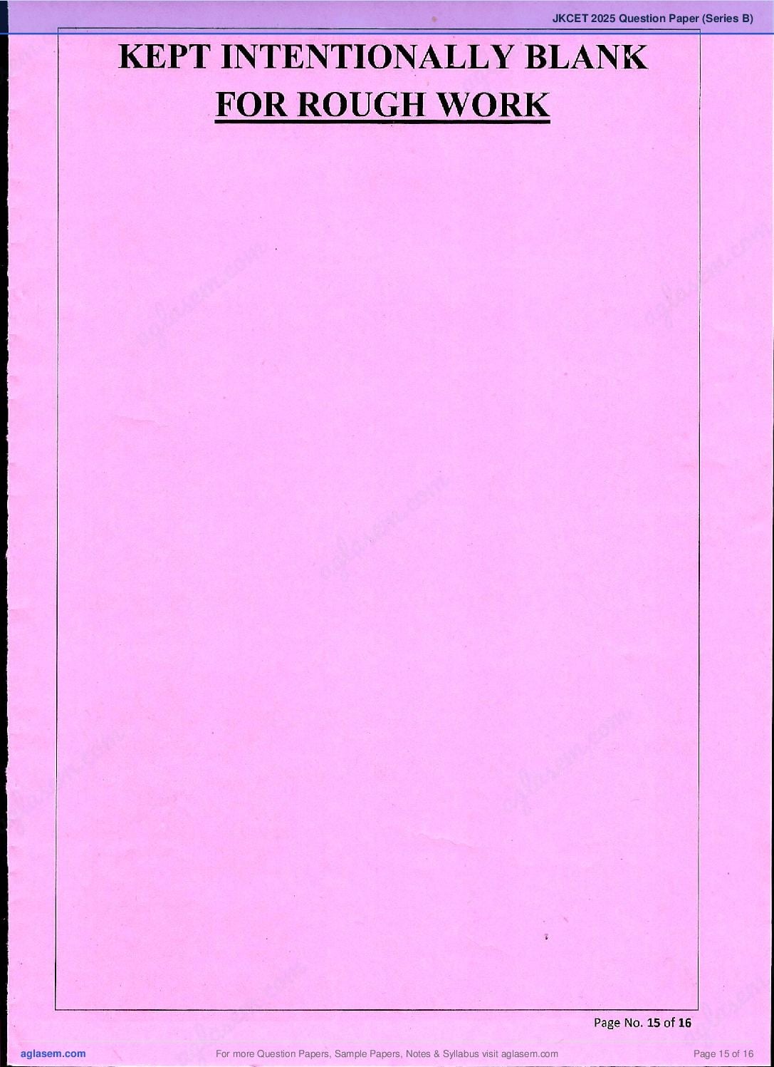 JKCET 2025 Question Paper PDF with Answer Key (Series B)