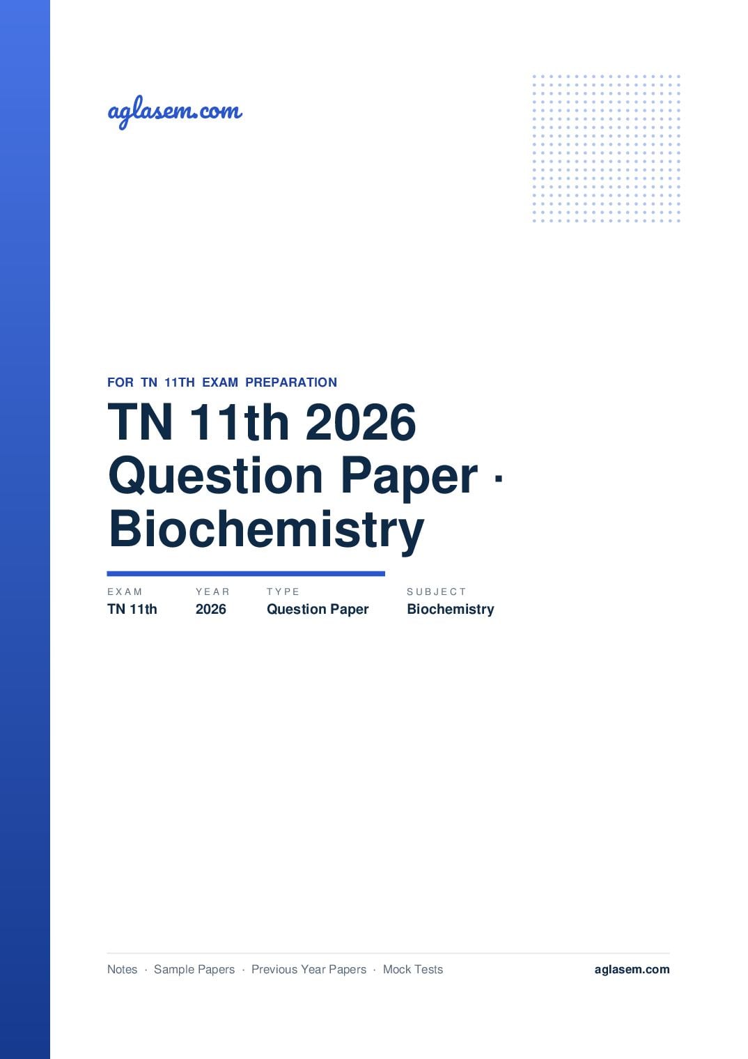 TN 11th Question Paper 2026 Biochemistry - Page 1 of 9