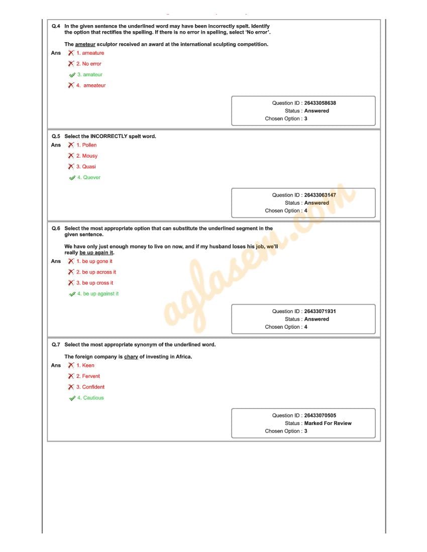 SSC CGL 2022 Question Paper Tier 1 Exam - 09 Dec Shift 3