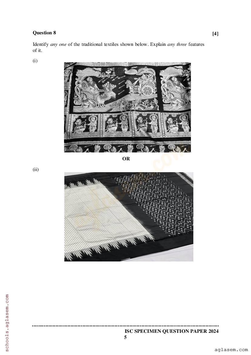 ISC Fashion Designing Specimen Paper 2026 PDF CISCE Class 12 Fashion 