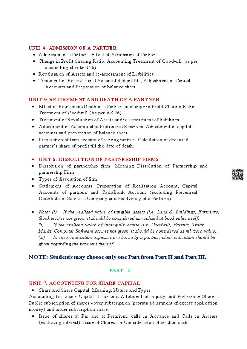 PSEB Class 12 Accountancy Syllabus (PDF)