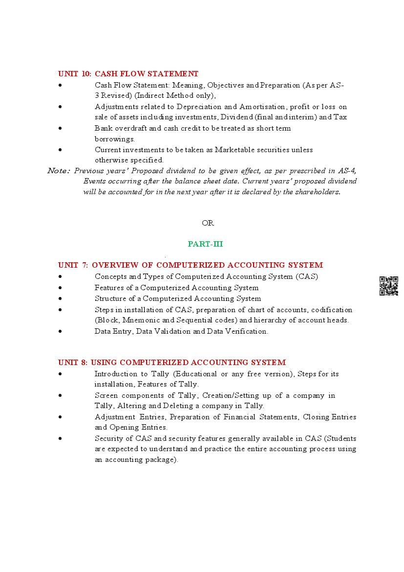 PSEB Class 12 Accountancy Syllabus (PDF)