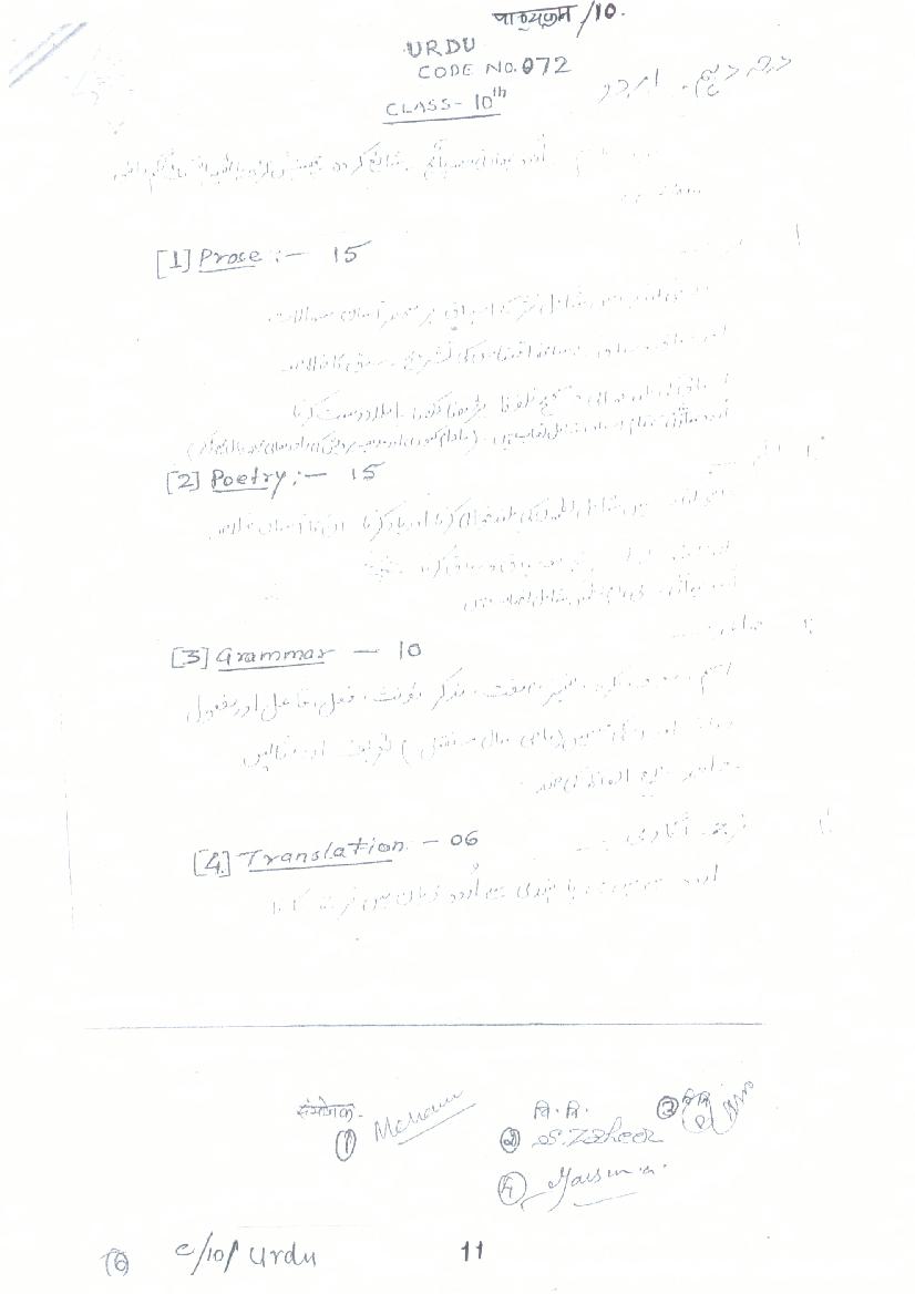 CG Board 10th Syllabus 2024 Urdu - Page 1