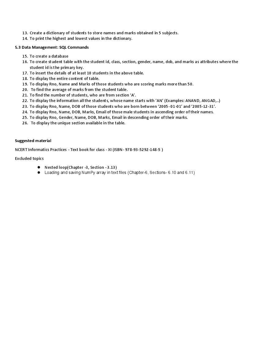 CBSE Syllabus For Class 11 Informatics Practices 2021 CBSE Study Group
