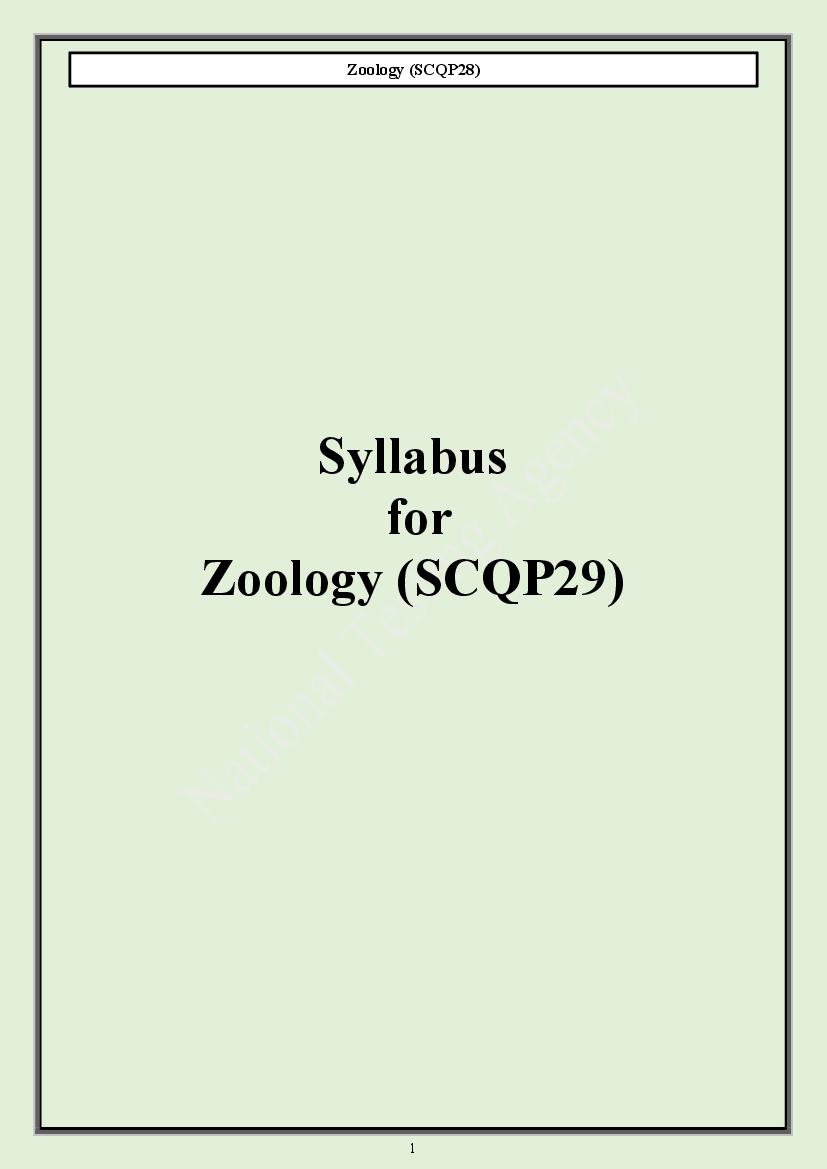 CUET PG 2024 Syllabus Zoology - Page 1