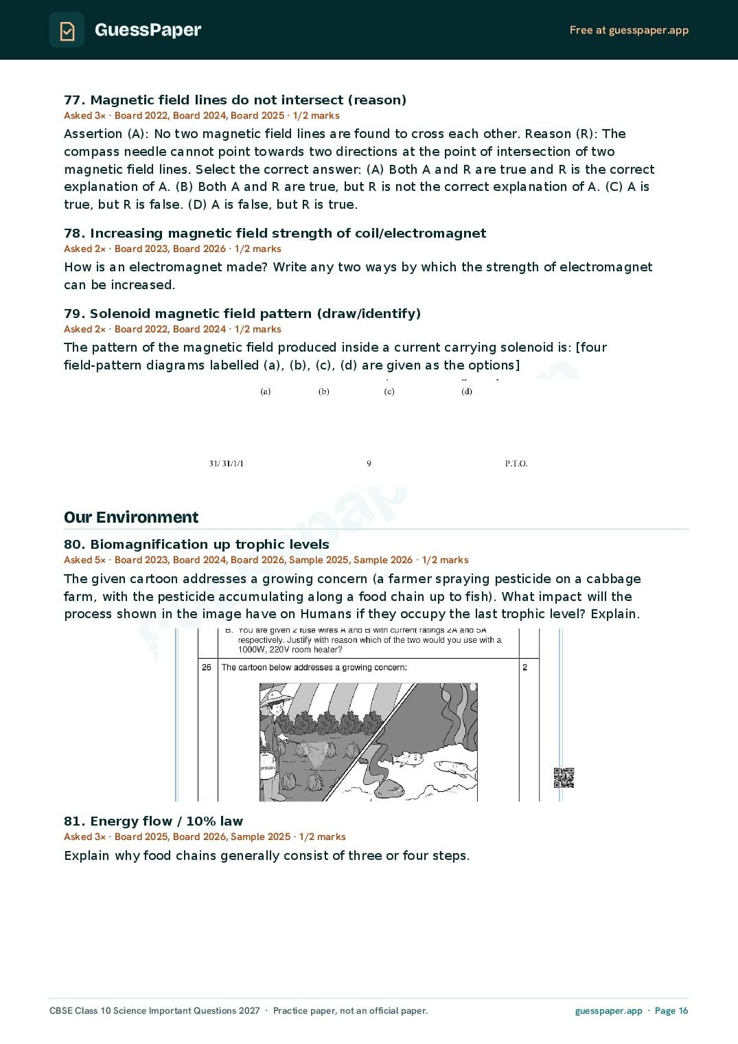 CBSE Class 10 Science Important Questions 2027 (PDF)