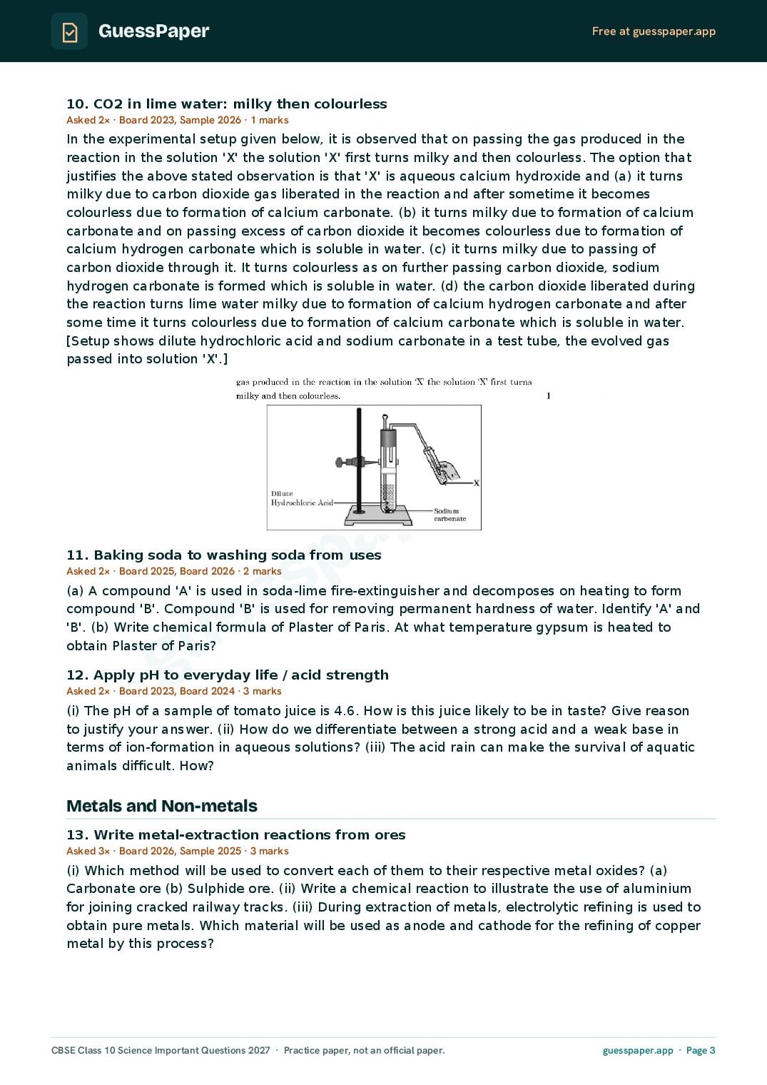 CBSE Class 10 Science Important Questions 2027 (PDF)