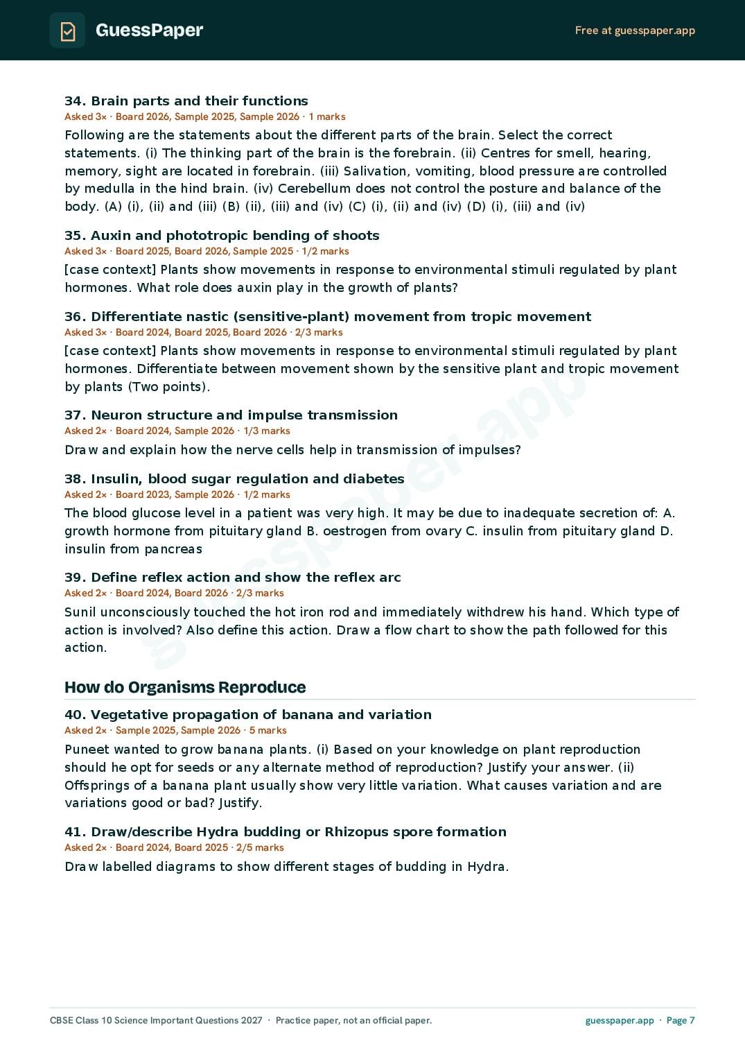 CBSE Class 10 Science Important Questions 2027 (PDF)