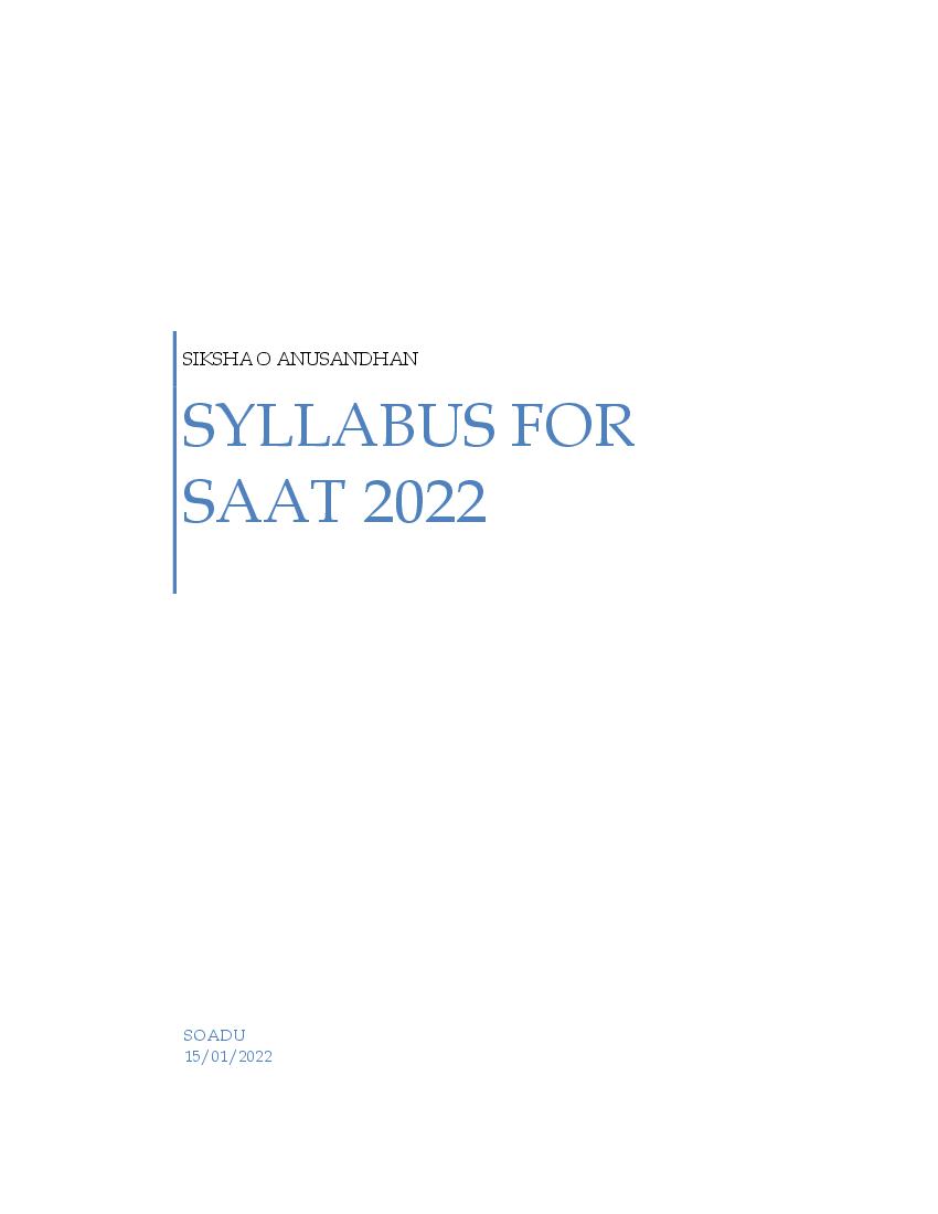 SAAT 2022 Syllabus - Page 1