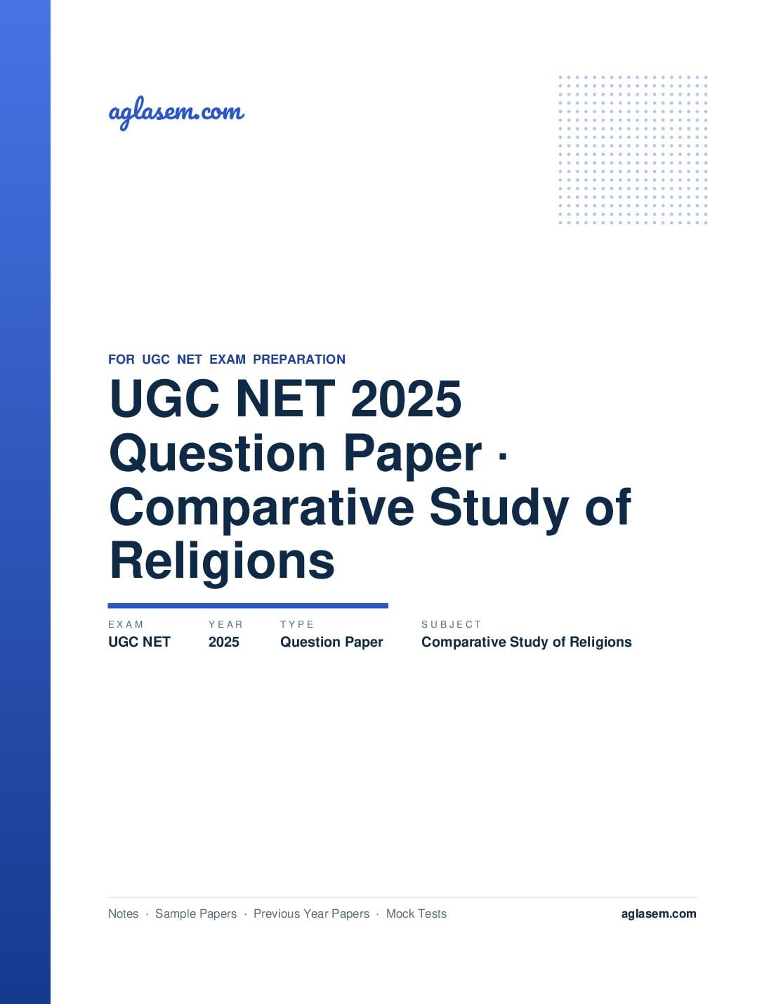UGC NET 2025 Question Paper Comparative Study of Religions - Page 1 of 145