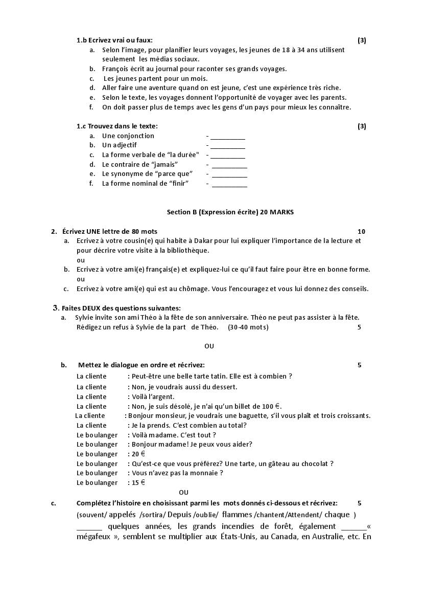 CBSE Class 10 French Sample Paper 2023 PDF Class 10 French Sample 