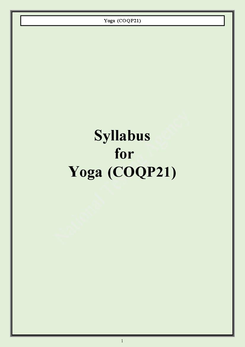 CUET PG 2024 Syllabus Yoga - Page 1