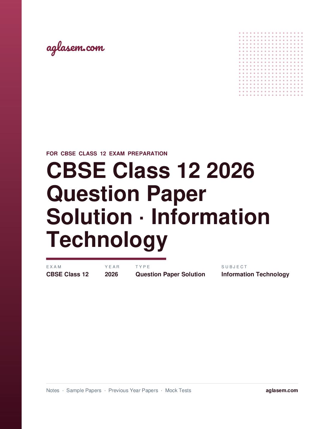 CBSE Class 12 Question Paper 2026 Solution Information Technology - Page 1 of 29