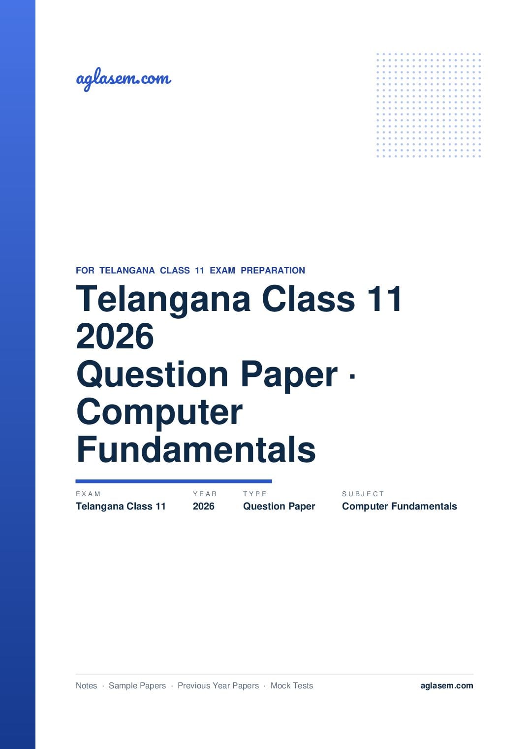 Telangana Class 11 Question Paper 2026 Computer Fundamentals - Page 1 of 3