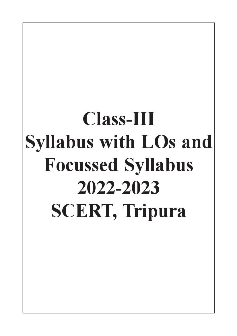 TBSE Class 3 Syllabus 2023 - Page 1