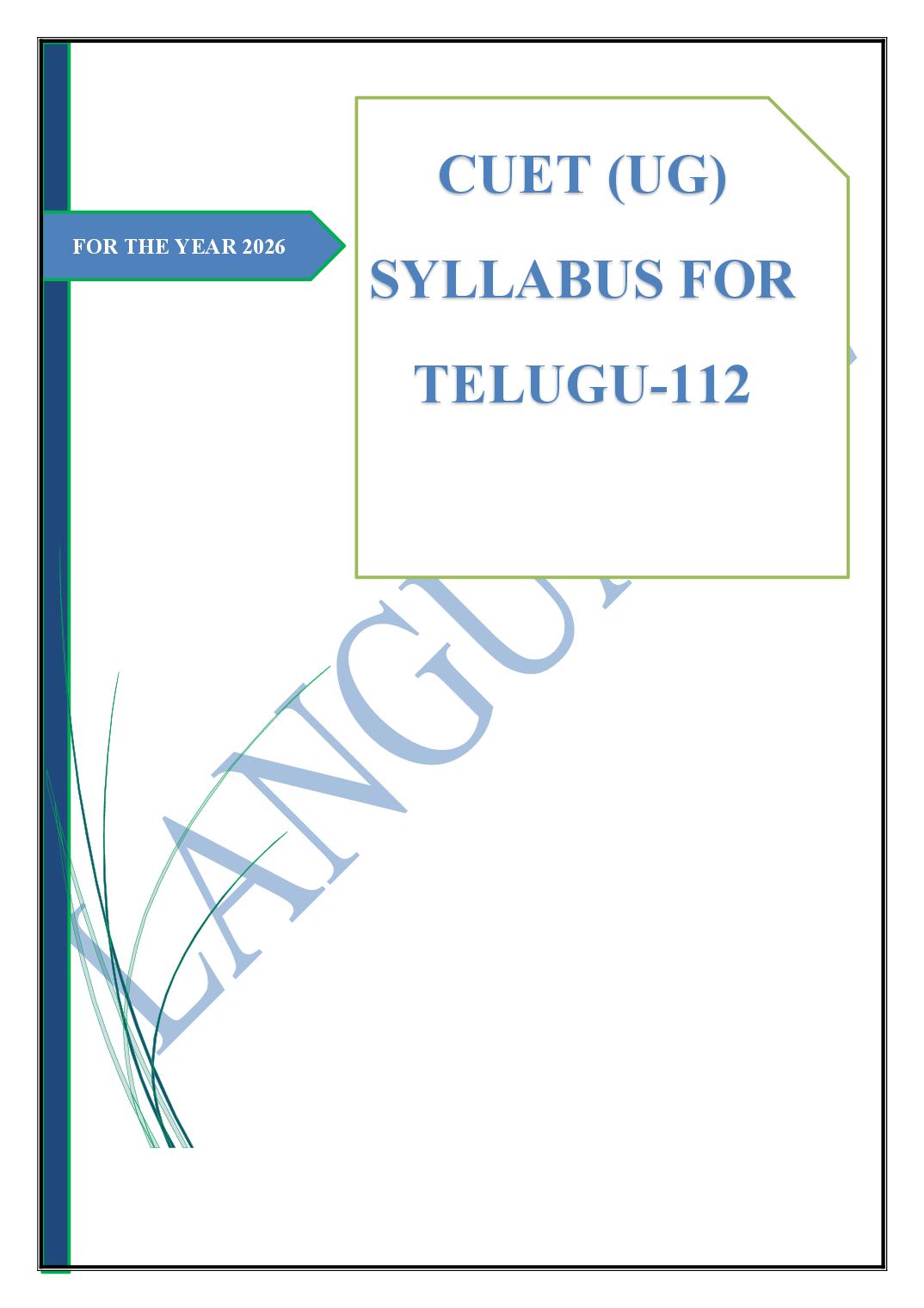 CUET 2026 Syllabus Telugu (Code 112) - Page 1 of 2