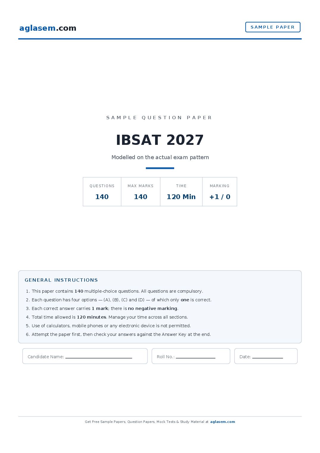 IBSAT 2027 Sample Paper - Page 1 of 67