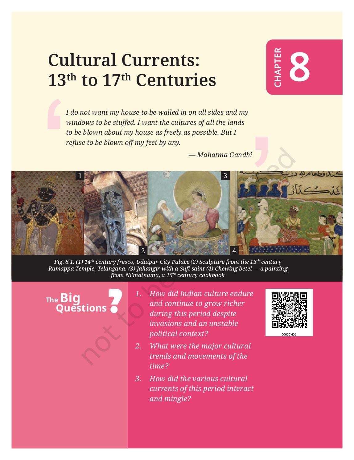 NCERT Book Class 8 Social Science (Exploring Society India and Beyond Part-II) Chapter 8 Cultural Currents: 13th to 17th Centuries - Page 1 of 35