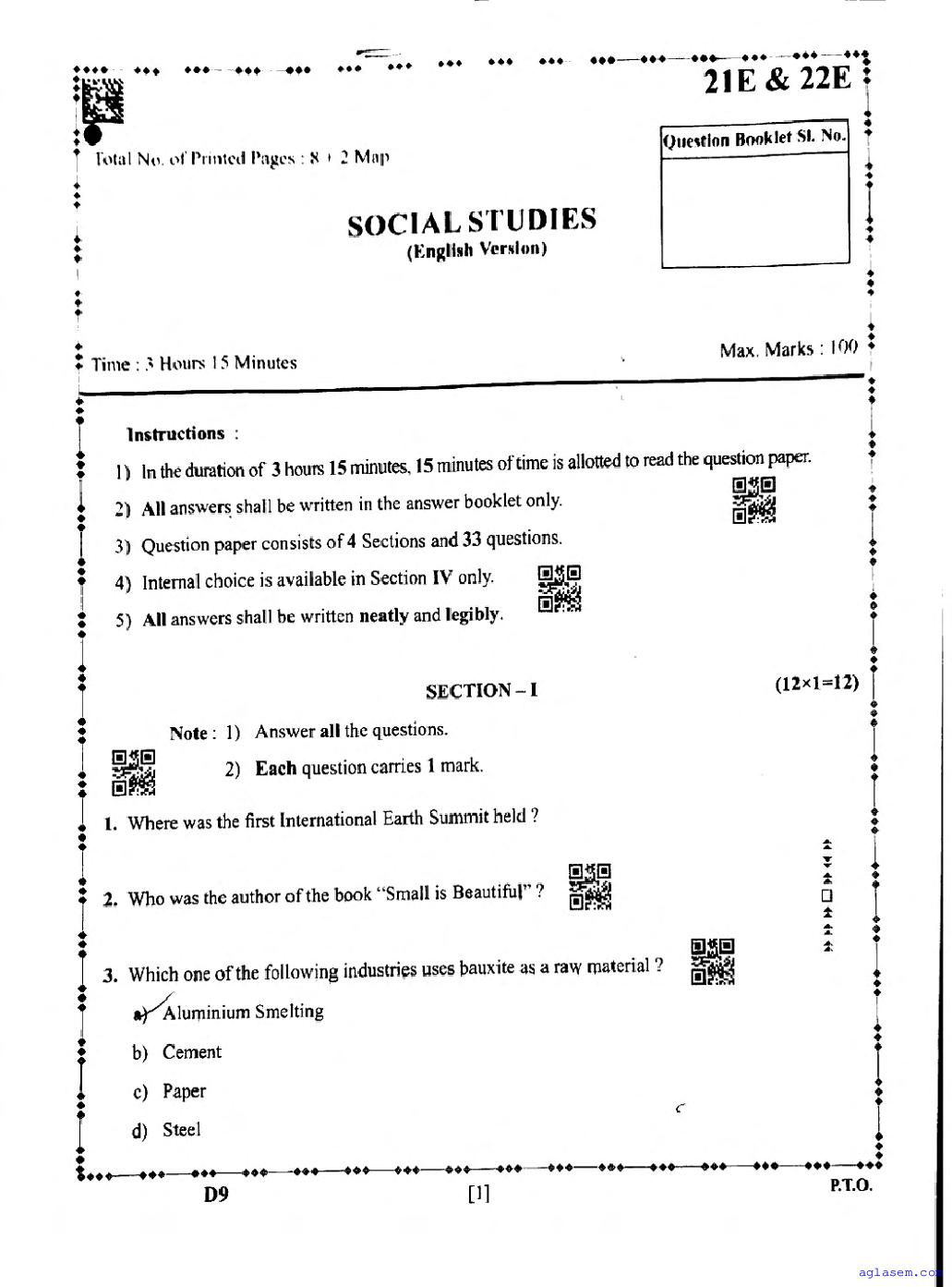 AP 10th Question Paper 2025 Social Studies - Page 1 of 8
