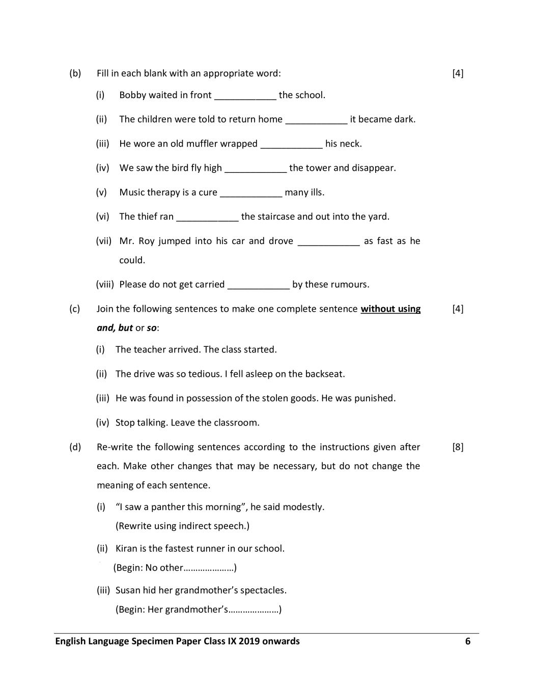 ICSE English Language Specimen Paper 2024 (PDF) CISCE Class 9 English