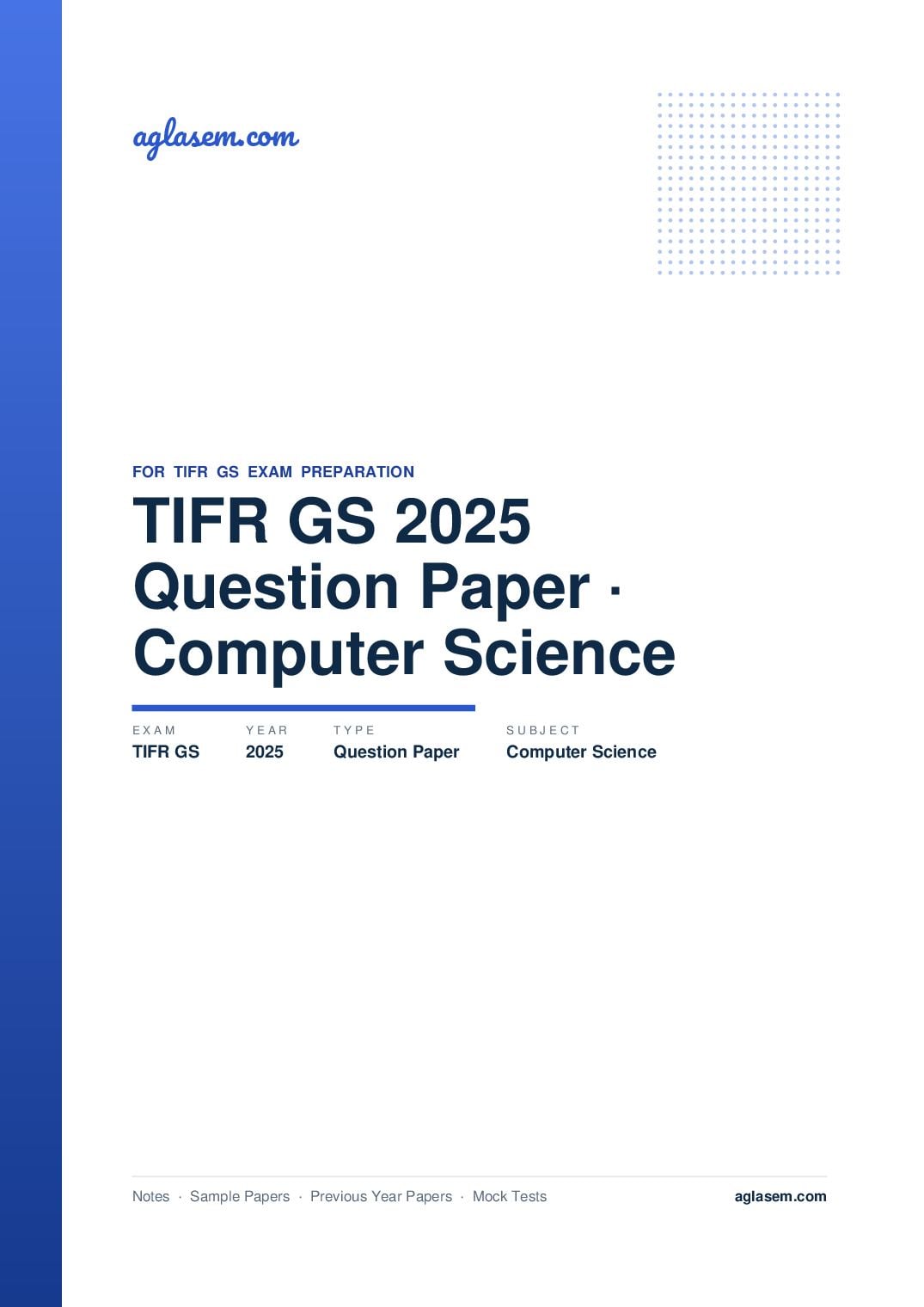 TIFR GS 2025 Question Paper Computer Science - Page 1 of 17