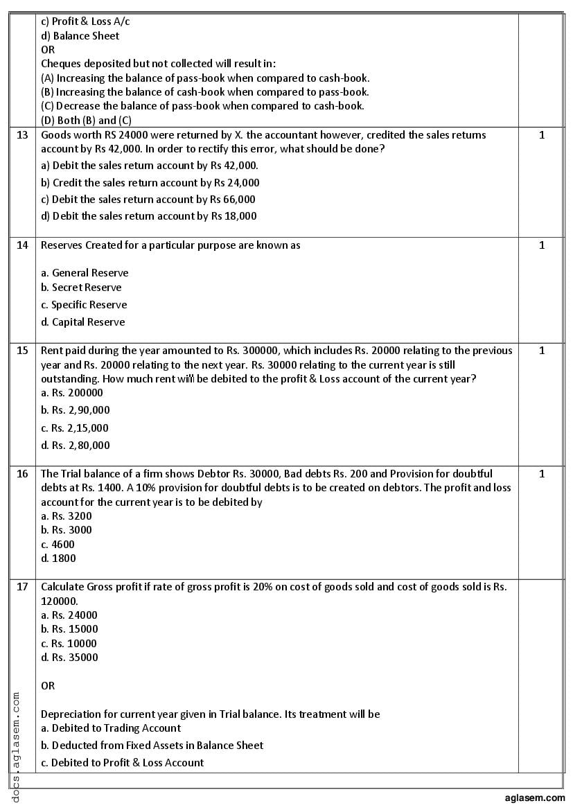 Class 11 Accountancy Model Paper 2023 (PDF) - OneEdu24