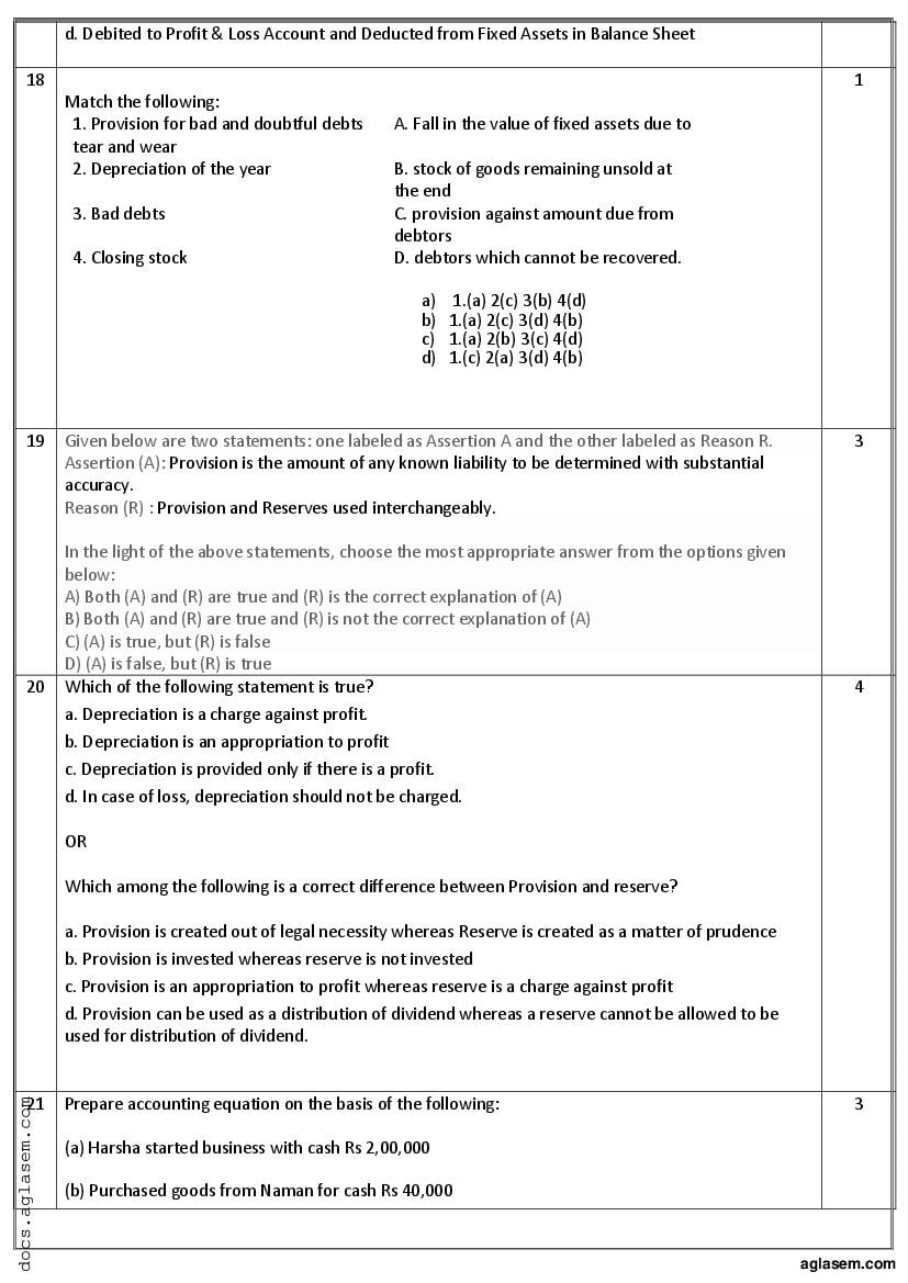 CBSE Class 11 Accountancy Sample Paper 2023