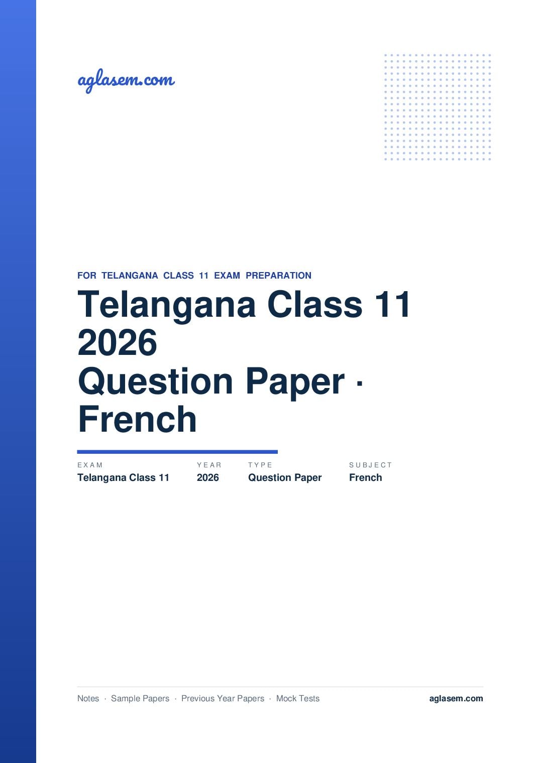 Telangana Class 11 Question Paper 2026 French - Page 1 of 5
