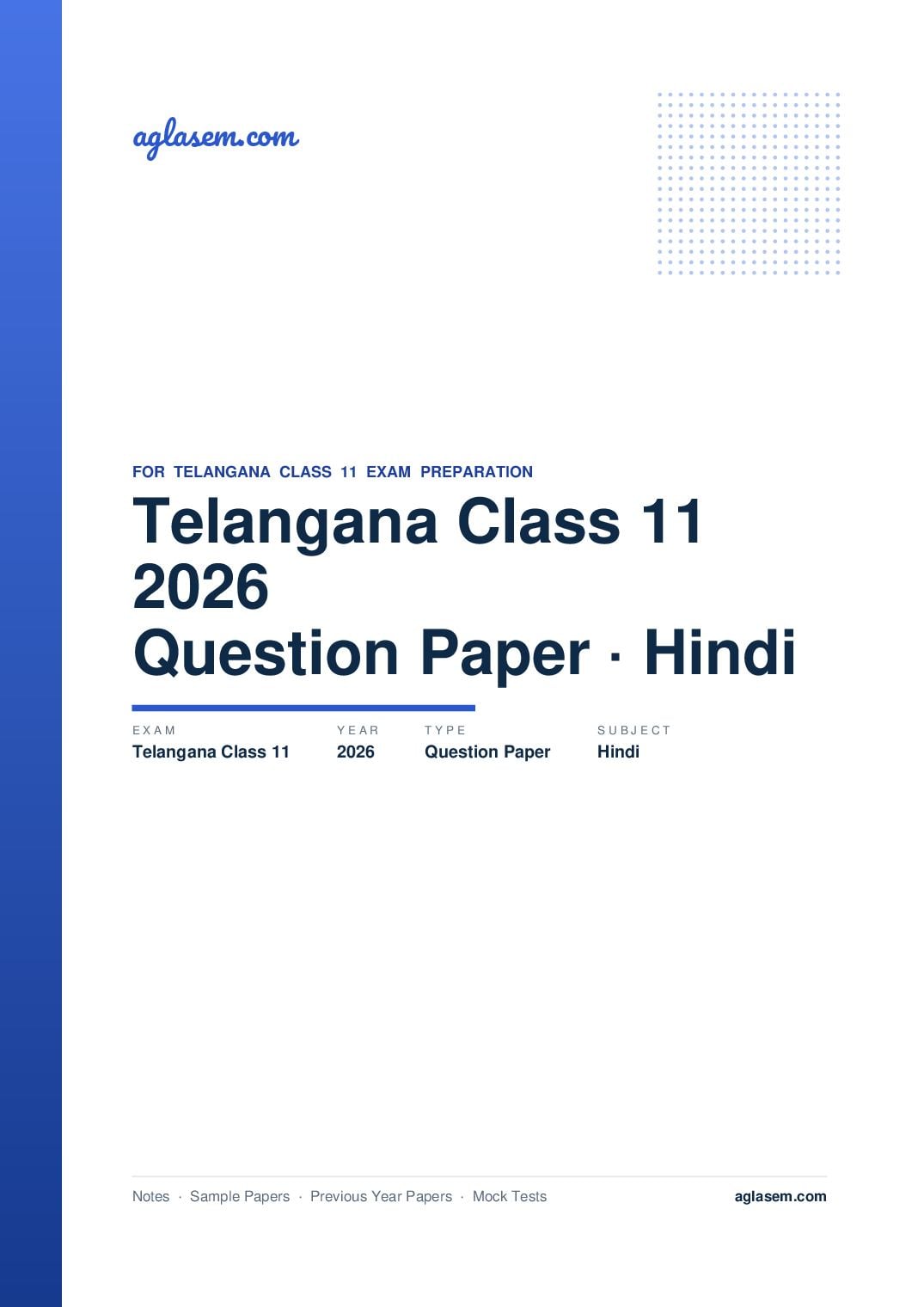 Telangana Class 11 Question Paper 2026 Hindi - Page 1 of 5