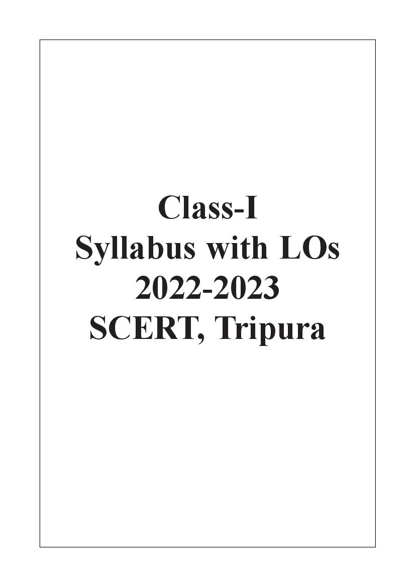 TBSE Class 1 Syllabus 2023 - Page 1