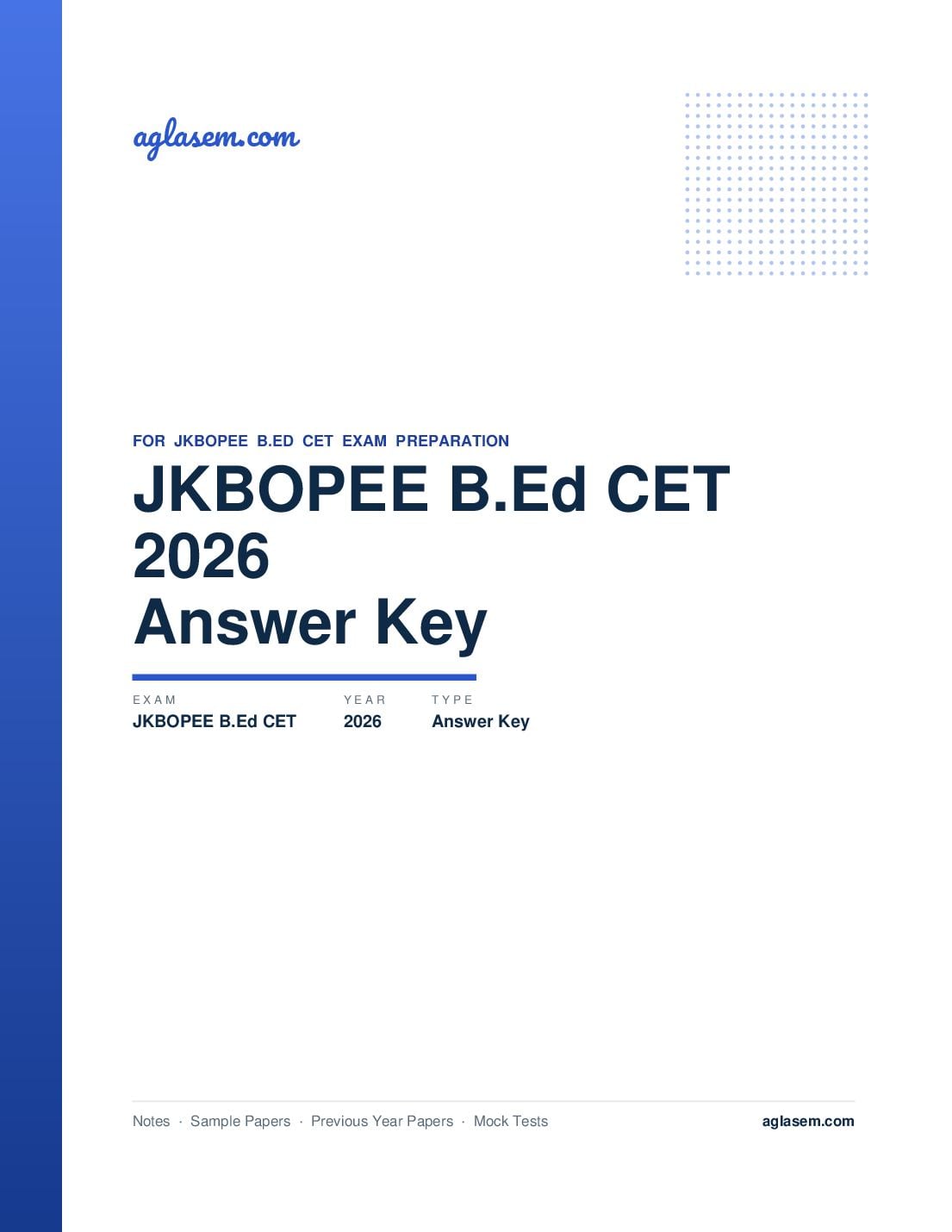 JKBOPEE B.Ed CET 2026 Answer Key - Page 1 of 9
