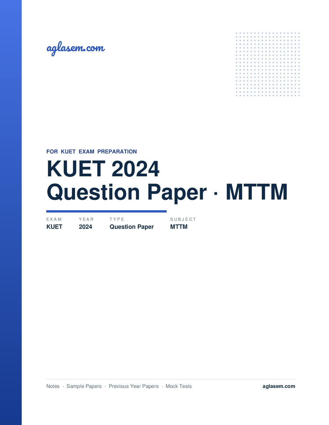 KUET 2024 Question Paper MTTM - Page 1 of 16
