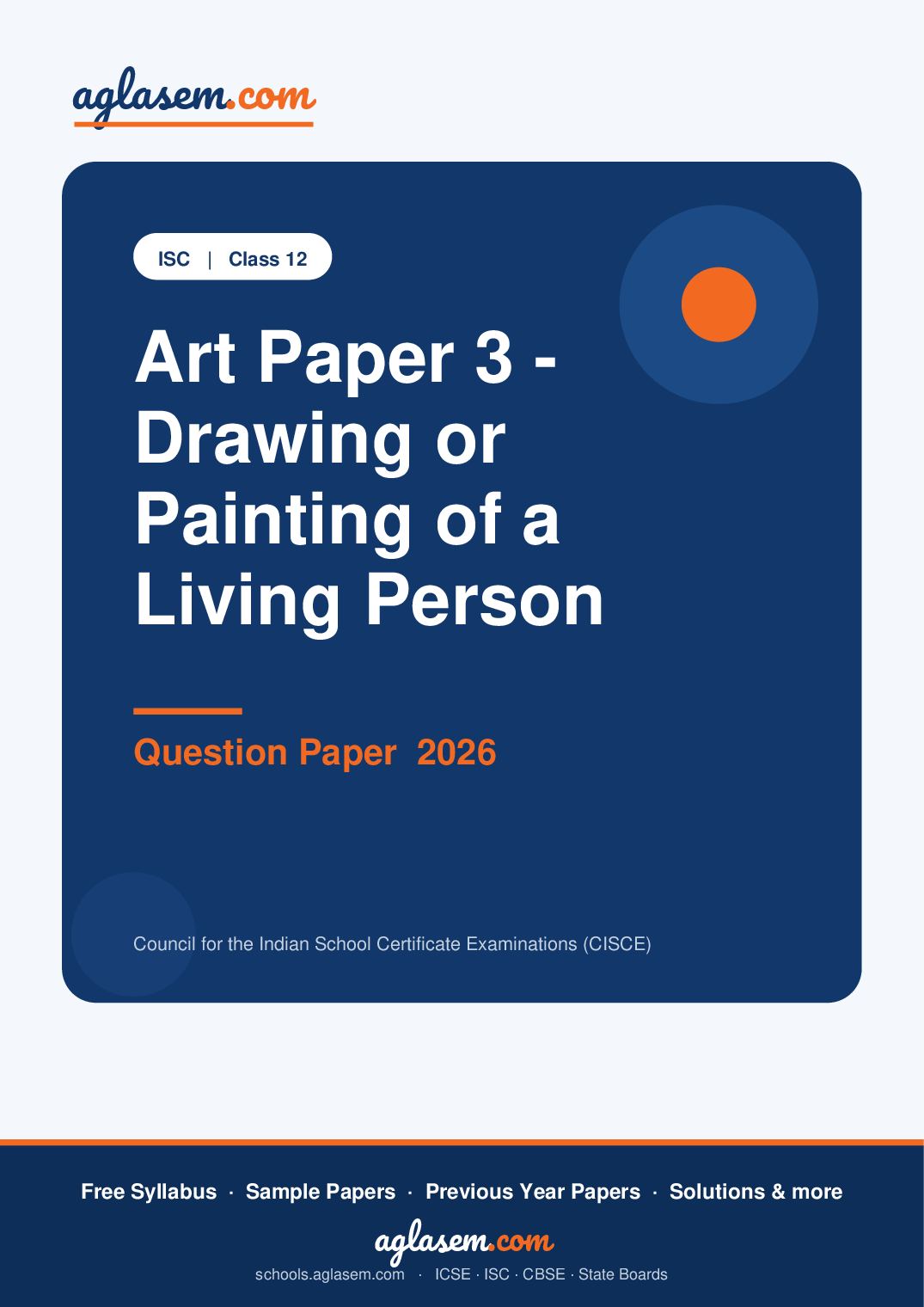ISC Class 12 Question Paper 2026 Art Paper 3 - Drawing or Painting of a Living Person - Page 1 of 3