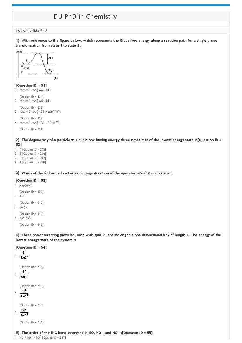DUET 2021 Question Paper Ph.D in Chemistry - Page 1