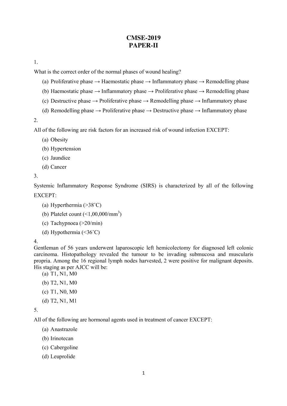 UPSC CMS 2019 Question Paper with Answers - Paper II - Page 1