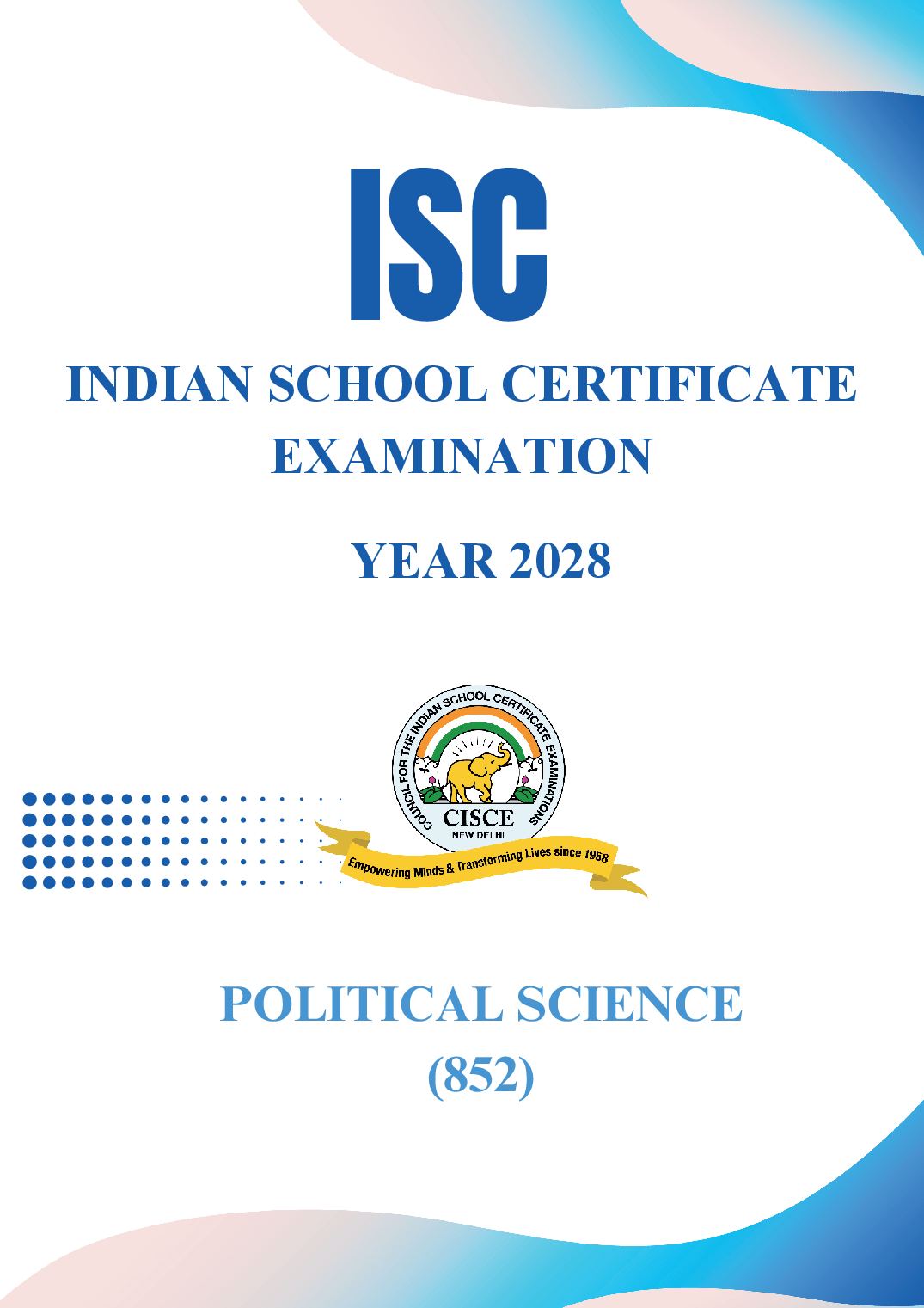 ISC Class 11 Syllabus 2028 Political Science - Page 1 of 7