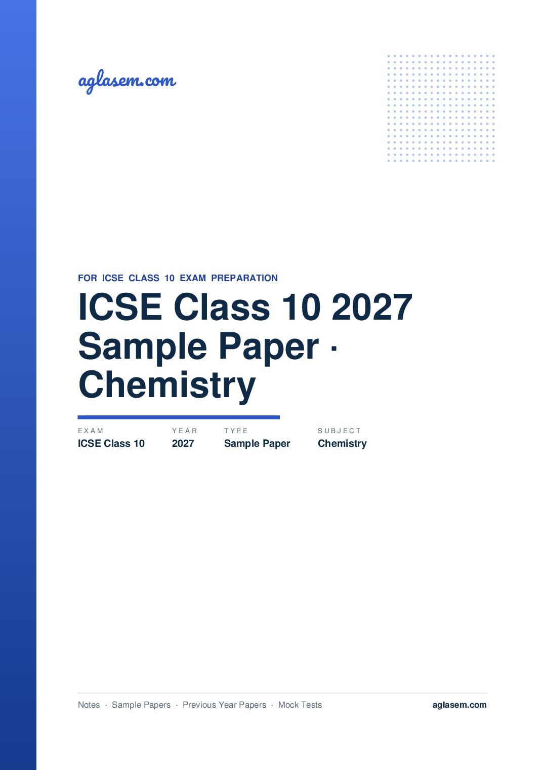 ICSE Class 10 Sample Paper 2027 Chemistry - Page 1 of 22