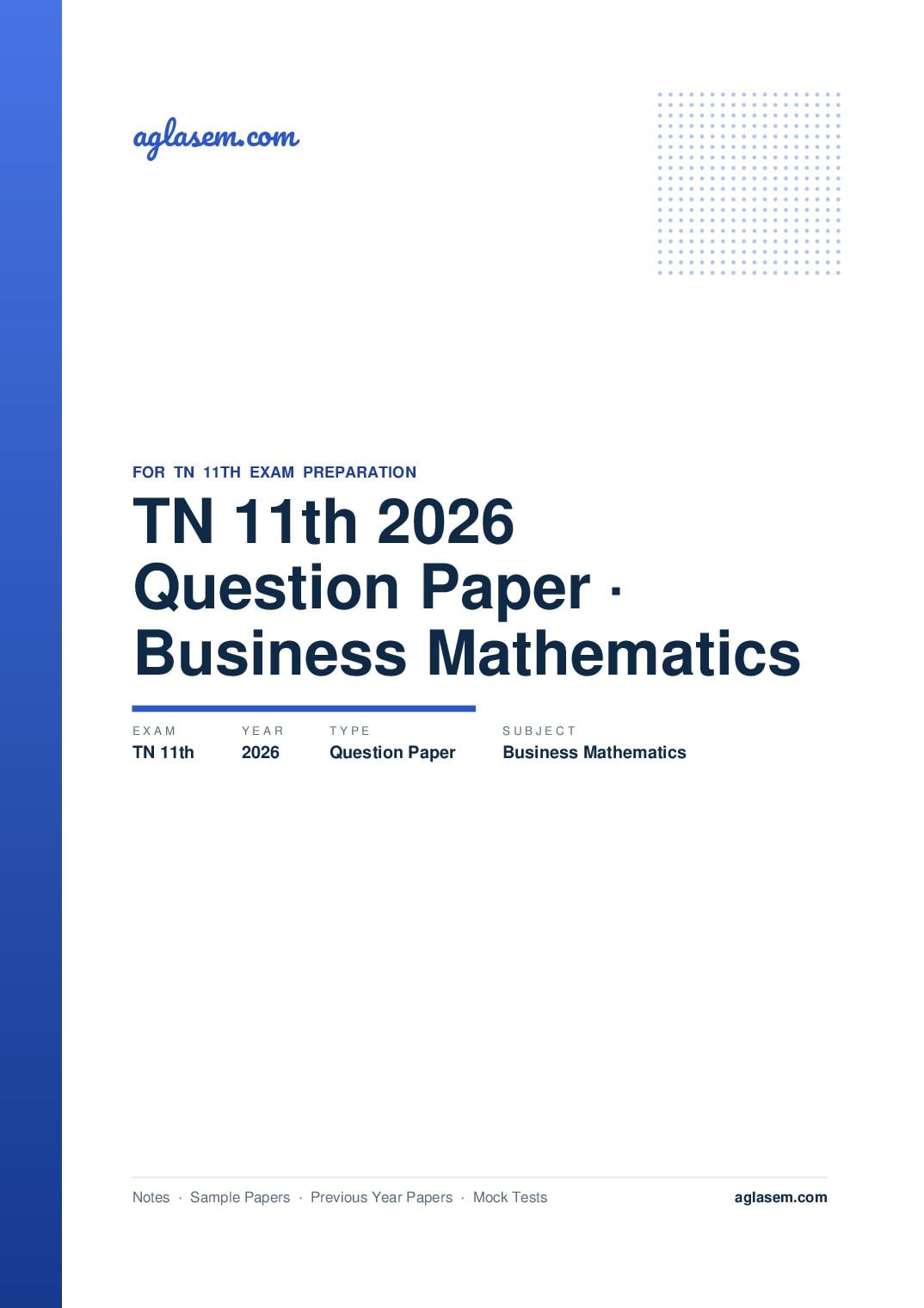 TN 11th Question Paper 2026 Business Mathematics - Page 1 of 17