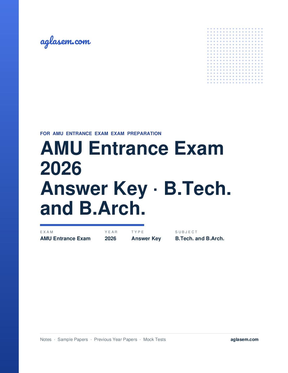 AMU Entrance Exam 2026 Answer Key B.Tech. and B.Arch. - Page 1 of 5